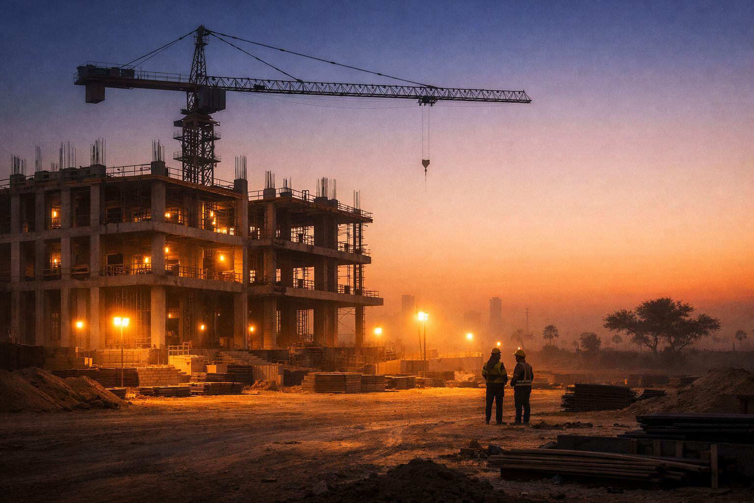 Site at dusk